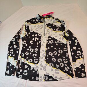 SIMPLICITE by Jamie Sadock  Long Sleeve Golf Top Sz: S  Black, Yellow, Gray